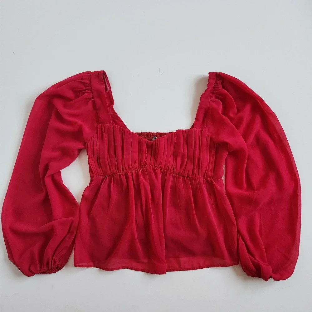 Abercrombie & Fitch Y2k Babydoll‎ Top Long sleeve pink shirt size M